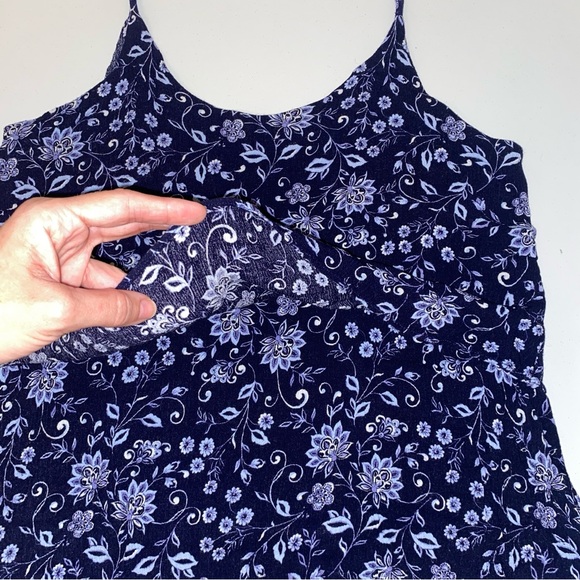 Francesca’s Collections | Emma Lee Blue Ruffled Floral Sleeveless Tank Top - Picture 3 of 8